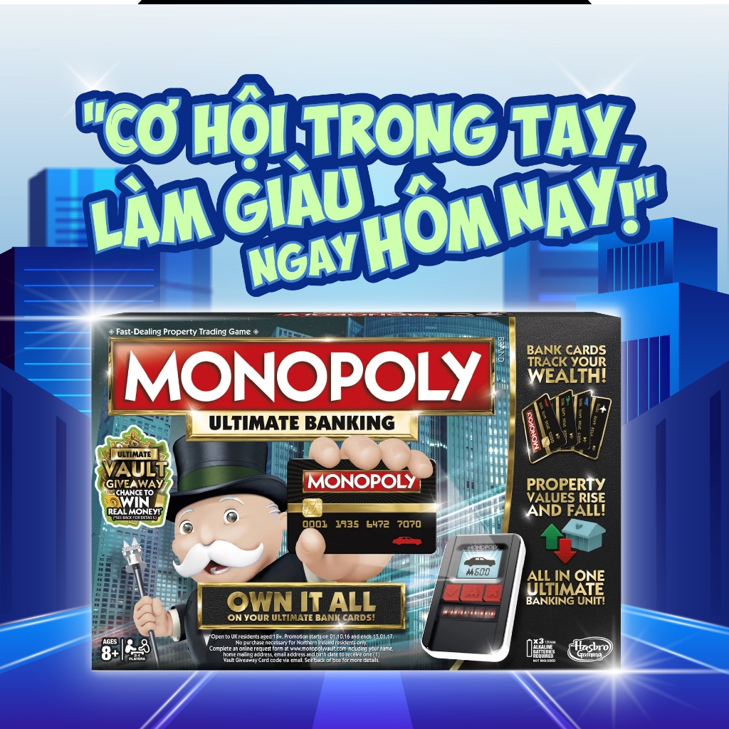 Cờ Tỷ Phú Monopoly 4.0 Có Máy Ngân Hàng điện tử quẹt thẻ ATM tự động cao…