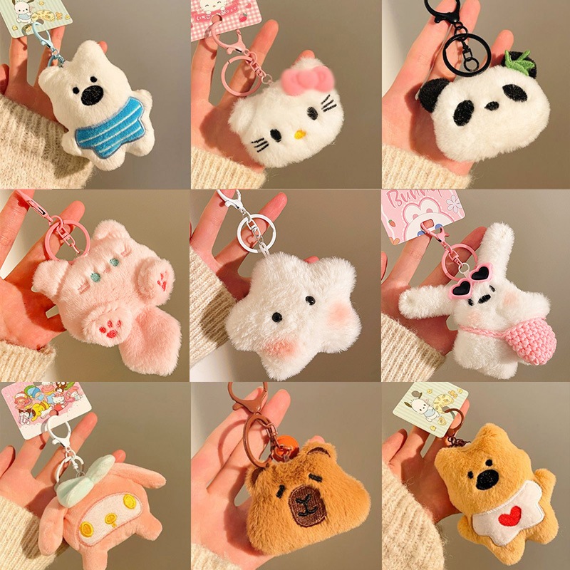 Móc khóa đồ treo thú bông dễ thương Phụ kiện treo balo, móc chìa khóa, búp bê nhồi bông mini