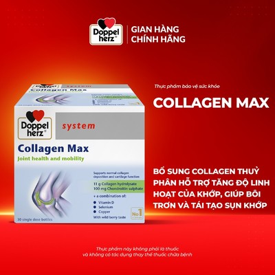 Collagen thuỷ phân tăng độ linh hoạt của khớp Doppelherz Collagen Max (Hộp 30 ống) Date T7.2027
