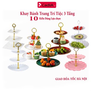 [Giá Sỉ] Khay Mứt 3 Tầng, Khay Đựng Bánh Kẹo Hoa Quả 3 Tầng Bằng Nhựa Cao Cấp Dài 38cm
