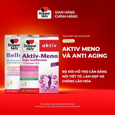Bộ đôi cân bằng nội tiết tố, làm đẹp và chống lão hóa Doppelherz Aktiv Meno (30 viên) + Anti Aging (30 viên)