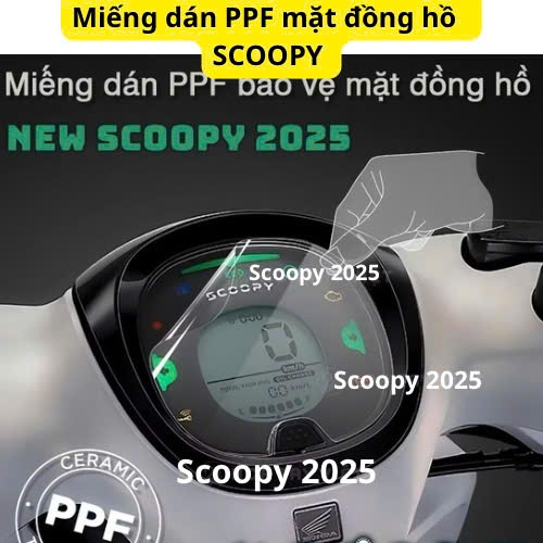 dán xe Scoopy 110 . Miếng dán Film PPF bảo vệ mặt đồng hồ xe SCOOPY 110  2020 - 2025 chống trầy xước