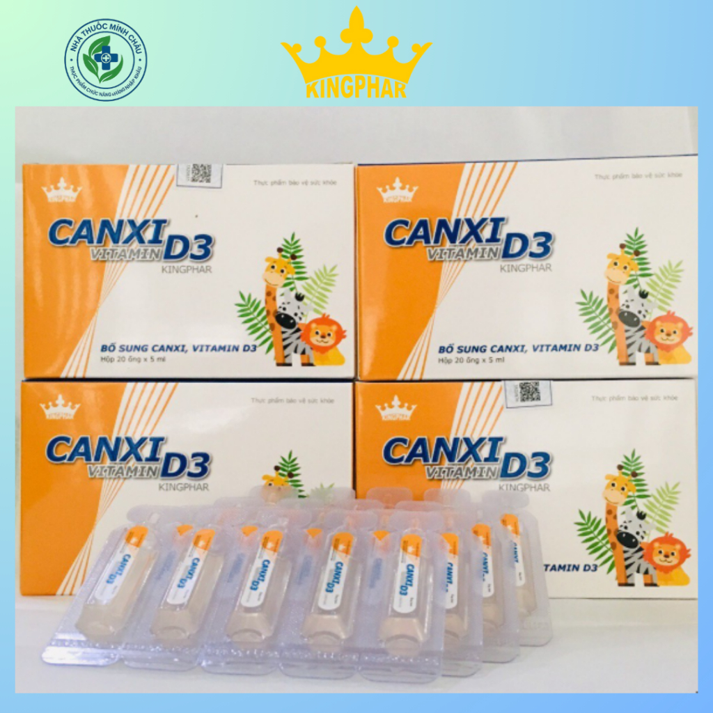 Ống Uống Canxi D3 Kingphar & Vitamin D3 | Hộp 20 Ống