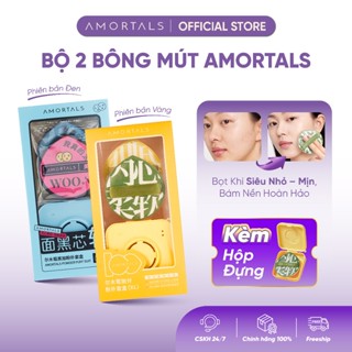 Bộ mút trang điểm AMORTALS Chính Hãng sử dụng ướt và khô đa năng với cọ và hộp đựng