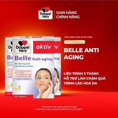 Liệu trình 03 tháng làm chậm quá trình lão hoá da Doppelherz Aktiv Belle Anti  Aging (03 Hộp, 30 viên/hộp)