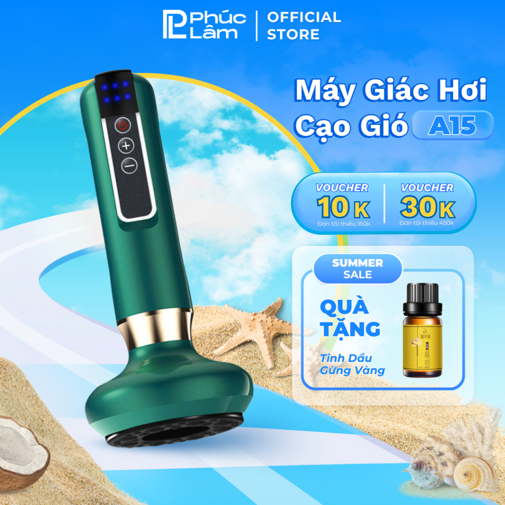 Máy giác hơi cạo gió A15 12 cấp độ pin sạc massage chườm ấm ánh sáng đỏ hỗ trợ giảm đau tại nhà