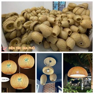 Đèn mây tre được đan thủ công dùng để trang trí nhà hàng và quán cafe, khu nghỉ dưỡng