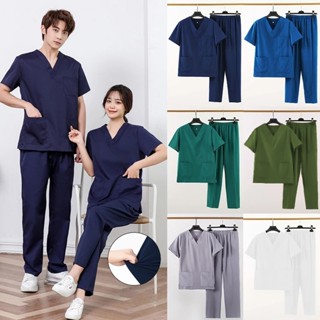  Bộ Scrub Cổ Tim Chất Liệu Lon Hàn Dành Cho Bác Sĩ Dược Sĩ Chuyên Gia Y Tế Chăm Sóc Sức Khỏe Spa 