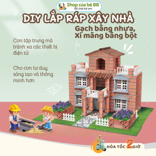  Đồ Chơi Xây Nhà Gạch Mini Bằng Nhựa Xi Măng Làm Bằng Bột Có Thể Chơi Lại Nhiều Lần Đồ Chơi Lắp Ráp Xây Nhà Bằng Gạch 