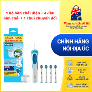 Bàn chải điện Oral B Vitality Úc Precison kèm 4 đầu bàn chải - Tặng kèm chui chuyển đổi