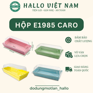 50 Hộp giấy chữ nhật caro đựng bánh ngọt, sandwich, bông lan kèm nắp trong E1985