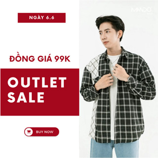 [DEAL 99K] Áo Sơ Mi Nam Form Rộng Hàn Quốc Kẻ Caro Đen Trắng Dài Tay Thời Trang MANDO - SMD083
