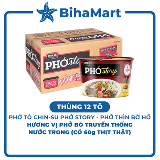   THÙNG12TÔ -MASAN- Chin-su Phở Story tô  có thịt thật  hương vị Phở bò Chinsu Phở bò Story tô Phở Thìn bờ hồ  131g tô  