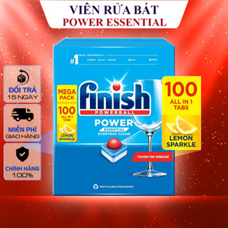Viên rửa bát Finish Power Essential All in 1 - Hộp 100 viên Hương chanh cho Máy rửa chén bát