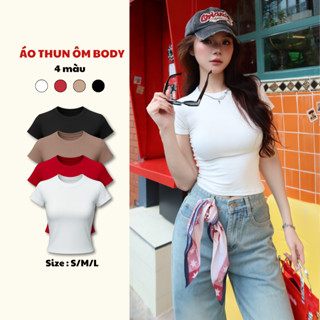 Áo thun nữ trơn basic ôm body co giãn chất thun mịn TiQi Jeans nhiều màu A149