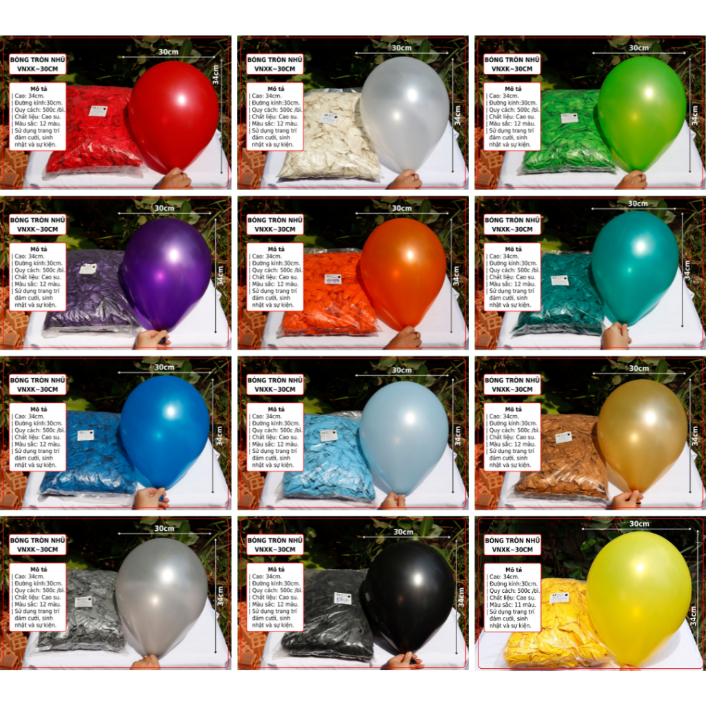 500 bóng nhũ trang trí sinh nhật, tiệc cưới, sự kiện, lễ hội, party - rẻ, đủ màu, đủ size abshop