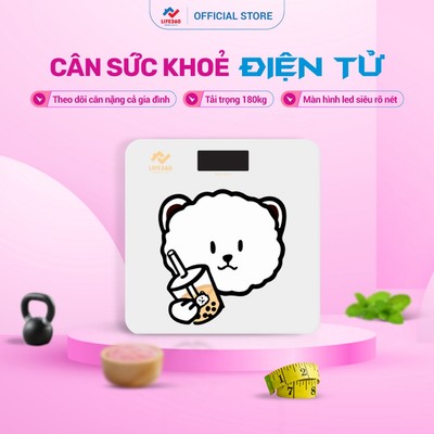 Cân Sức Khỏe Điện Tử Life360 AL-S22B - Cân Cân Nặng Để Bàn Cảm Biến Nhạy, Màn Hình LED Rõ Nét, Bảo Hành Chính Hãng