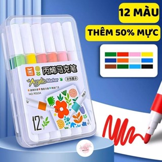 (Chính Hãng) Bộ 12 Màu Acrylic Marker Phiên bản nâng cấp-Vẽ trên mọi chất liệu. không dính tay
