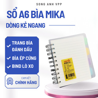   DEAL SỐC  Sổ lò xo basic A6 bìa Mika giấy dòng kẻ ngang trang bìa đánh dấu nội dung sổ ghi chép tiện dụng 