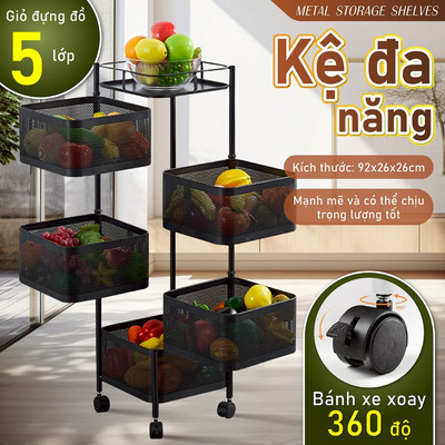 BG (ALL) Kệ sắt xe đẩy MS-4177/MS-2858  kệ để đồ đa năng gấp gọn, chất liệu kim loại cao cấp