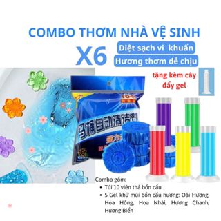 Gel khử mùi bồn cầu COMBO THƠM GỒM 5 CÂY Gel thơm làm sạch và viên thả bồn cầu khử mùi vệ sinh  KABA