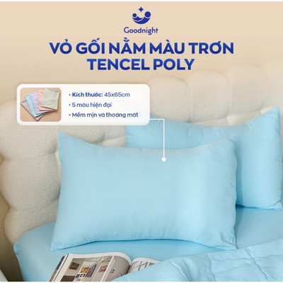 [Quà tặng không bán] Vỏ Gối Airsilk Tencel Lụa Cao Cấp 45x65cm, 5 màu pastel - Goodnight Bedding (1 chiếc)