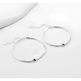  Lắc tay bạc nữ PMJ vòng tay charm trái tim bạc dây mì bạc S925 Phúc Minh Jewelry 