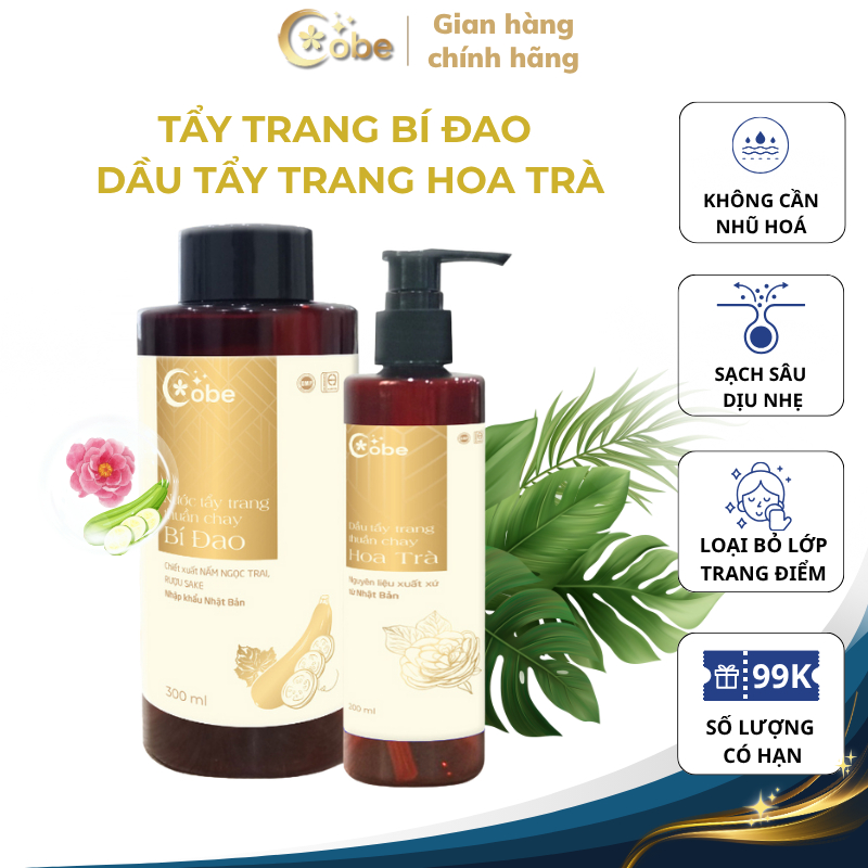 Nước tẩy trang bí đao Cobe và Dầu tẩy trang Hoa Trà Cobe tẩy sạch bụi bẩn, an toàn cho mọi làn da