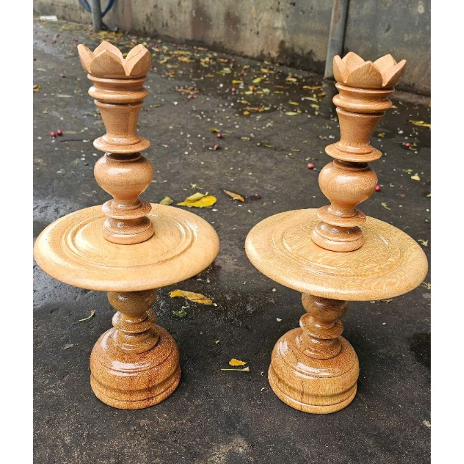 Cặp chân đèn gỗ gõ cao 30cm