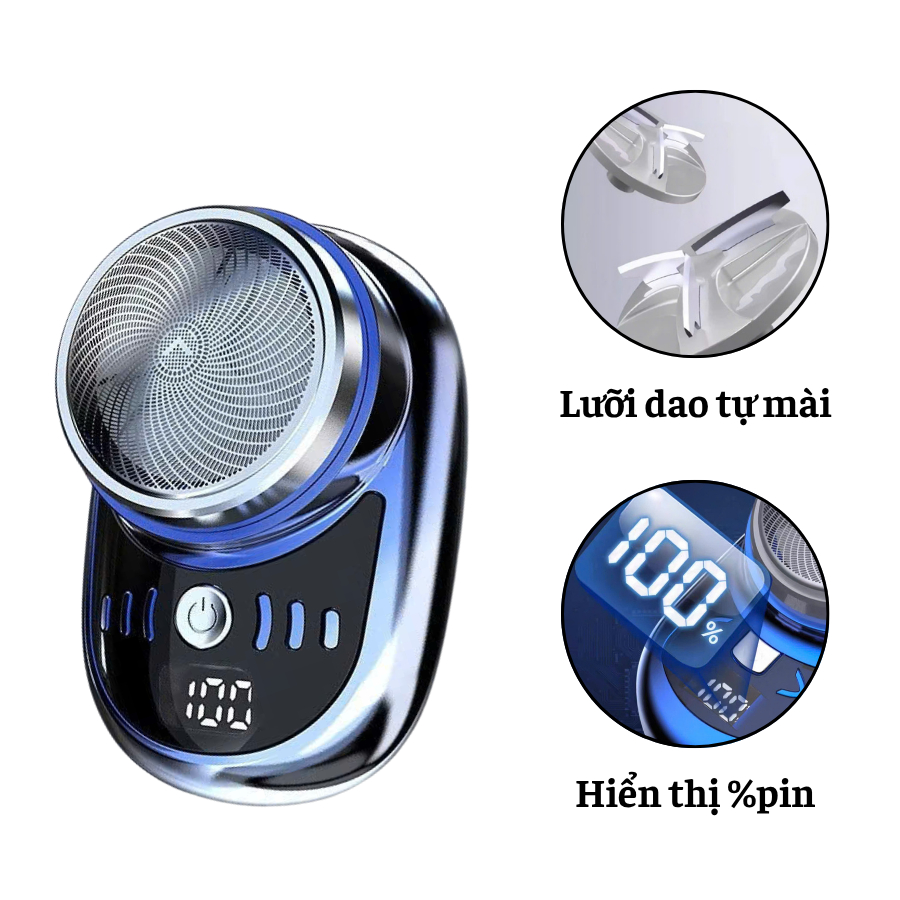 Bộ Máy Cạo Râu Mini Không Dây Chống Thấm Nước Có Màn Hình Hiển Thị Kỹ Thuật Số Cho Nam Máy Cạo Râu 6 Lưỡi Tự Mài