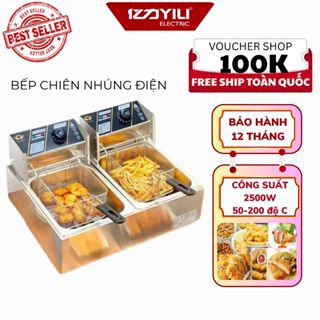 Bếp Chiên Nhúng Điện YILI Cao Cấp, Bếp Chiên Ngập Dầu 6L, 12L Inox Cao Cấp Bảo Hành 12 Tháng