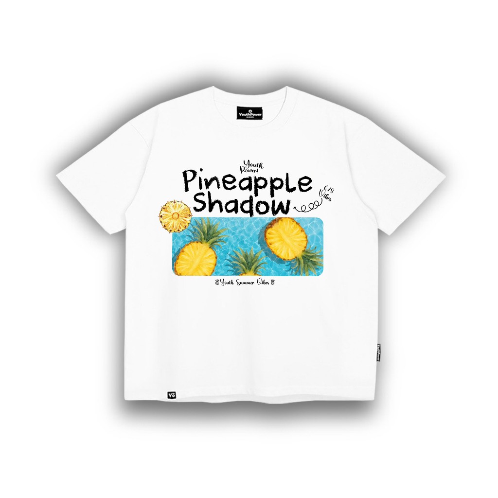 Áo Thun Boxy TROPICAL YOUTHPOWER Form Rộng Nam Nữ Oversize Unisex Cotton 2 Chiều 250gsm Cổ Tròn Local Brand Việt Nam - Màu Trắng PINEAPPLE