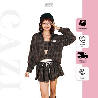 [áo sơ mi] Cazi Teeny Shirt - Áo sơ mi túi viền phối