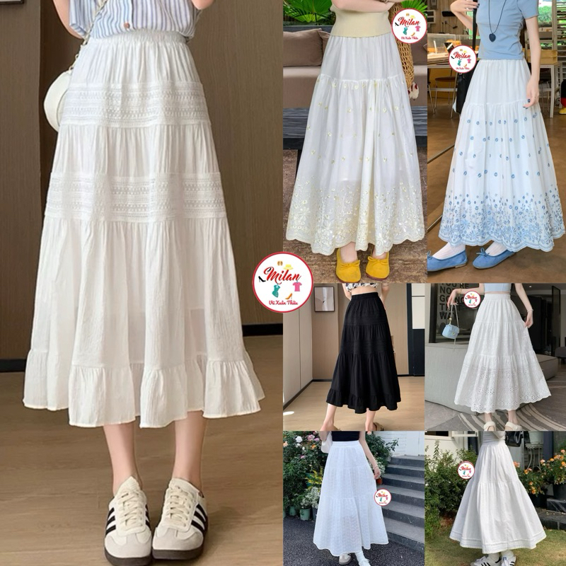 Chân váy xòe dài midi thô boy,đũi 9 kiểu sịn mịn mềm mát