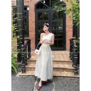  Váy trễ vai dáng dài màu be kem đi chơi đi du lịch Clara Dress Vayemcloset 