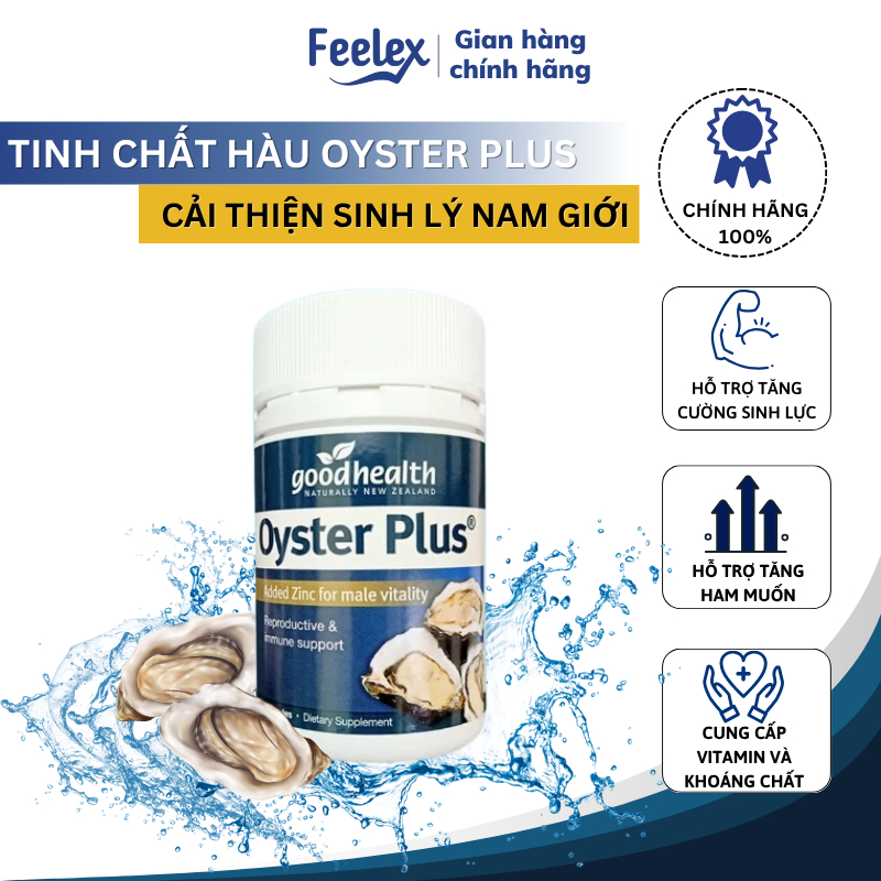 Tinh chất hàu New Zealand Good Health Oyster Plus tăng cường sinh lý nam giới hộp 60v