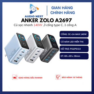 Sạc Nhanh Anker Zolo A2697 140W GaN Màn Hình LED PPS/PD3.0 3C+1A - Bảo Hành 18 Tháng.