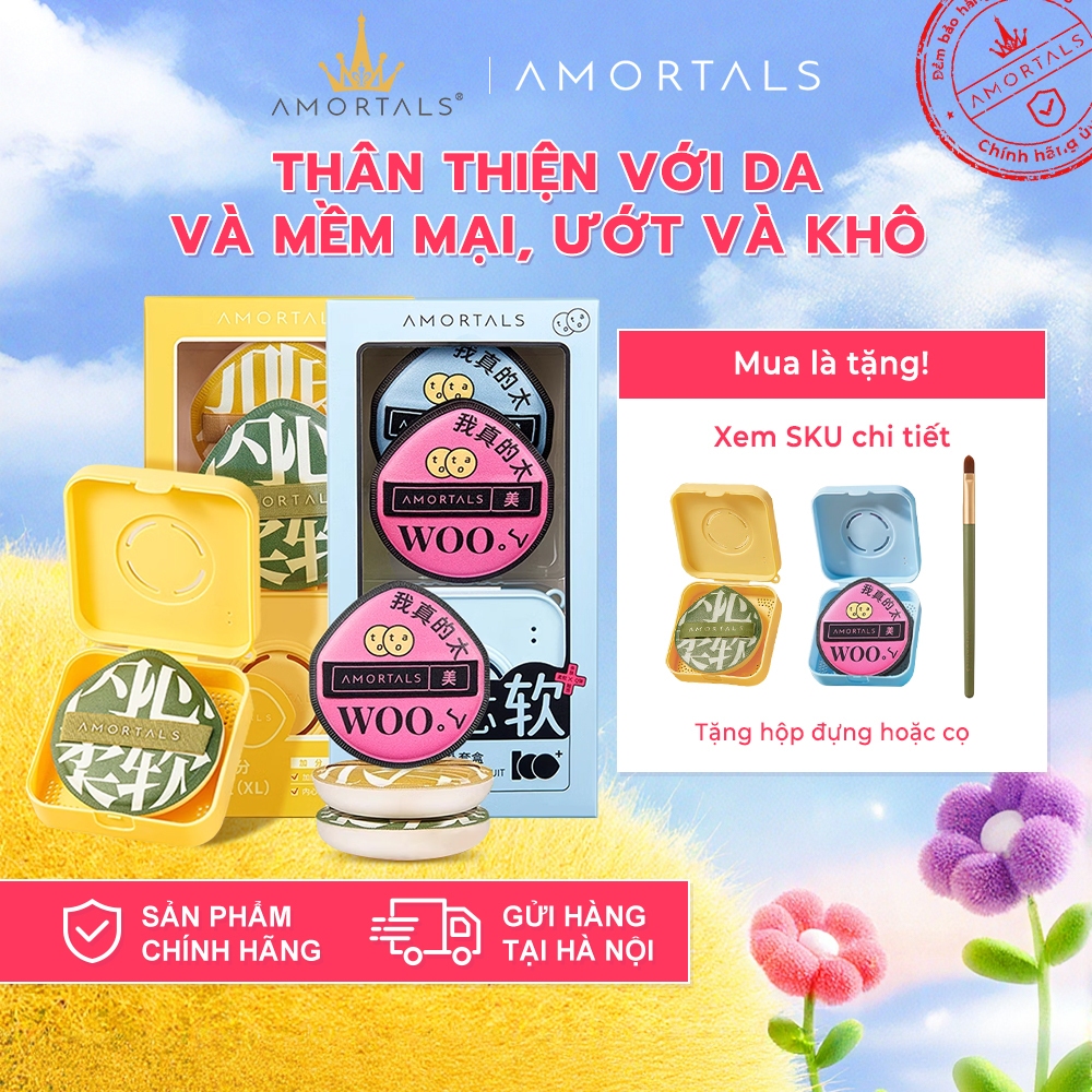  Bông mút AMORTALS cao cấp mềm mại không thấm kem phù hợp cho kem nền phấn phủ kem lót. Dùng cho cả nam và nữ 
