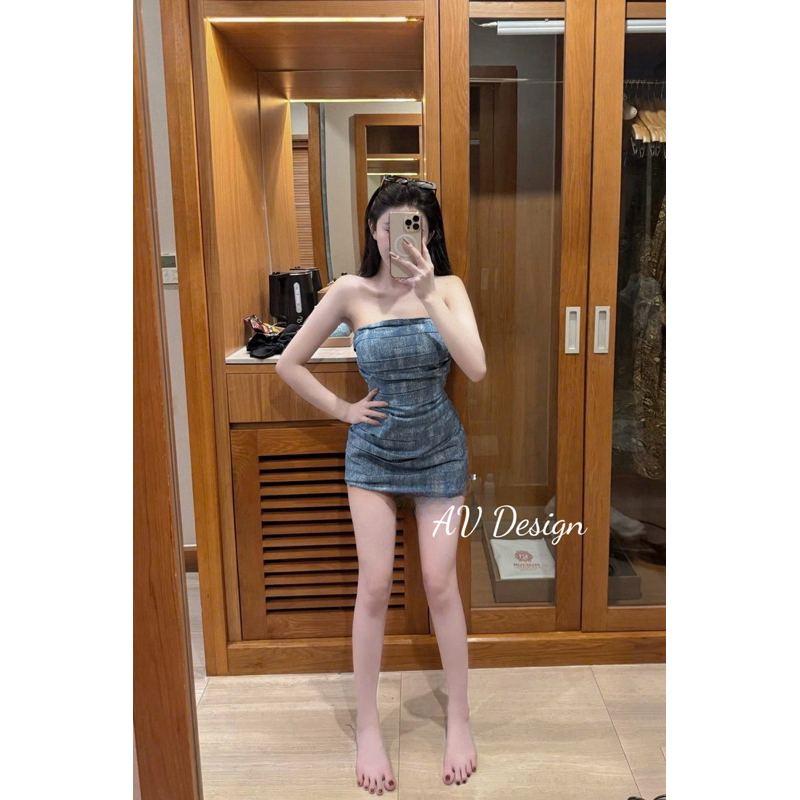 Váy nữ , Váy Cupp Ngực Xanh Loangg Sẵn Đệm Ngựcc Kéo Khoá Chuẩn Form Mẫu Mặc Kèm Ảnh Thật Shop Chụp 