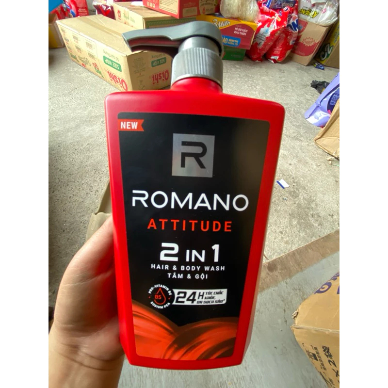 TẮM Gội 2in1 NƯỚC HOA ROMANO 650gram. Tắm & gội Romano 2in1 ATTITUDE 24H tóc chắc khỏe da sạch sâu h
