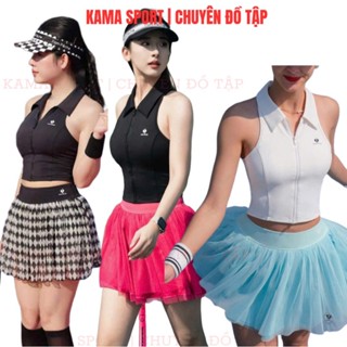 Bộ tập Pickleball nữ áo bra mix chân váy tầng chất thun mềm cao cấp tập pickleball, tennis, golf BP80