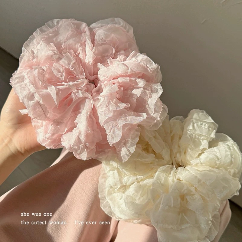 Cột Tóc Scrunchies Ren Bản Lớn Retro Dễ Thương Loli M50
