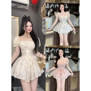   CÓ BIGSIZE  5 SIZE   3 MÀU  ĐẦM REN HOA ALY TAY PHỒNG ĐAN DÂY BỤNG TÙNG LƯỚI XOÈ  💯Hàng chuẩn hình shop chụp  