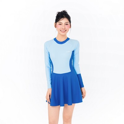 Đồ bơi nữ SOBIE liền thân váy tay dài kín đáo và chống nắng Marine Blue