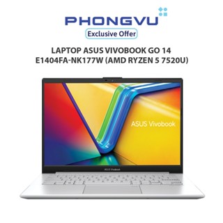 Laptop Asus Vivobook Go 14 E1404FA-NK177W (AMD Ryzen 5 7520U) (Bạc) - Bảo hành 24 tháng