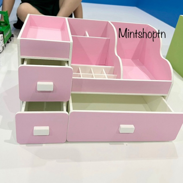 kệ đựng mỹ phẩm max 35cm màu hồng pastel xinh xắn