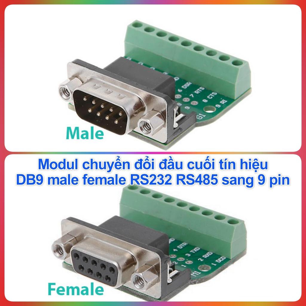 Modul chuyển đổi đầu cuối tín hiệu DB9 male female RS232 RS485 sang 9 pin