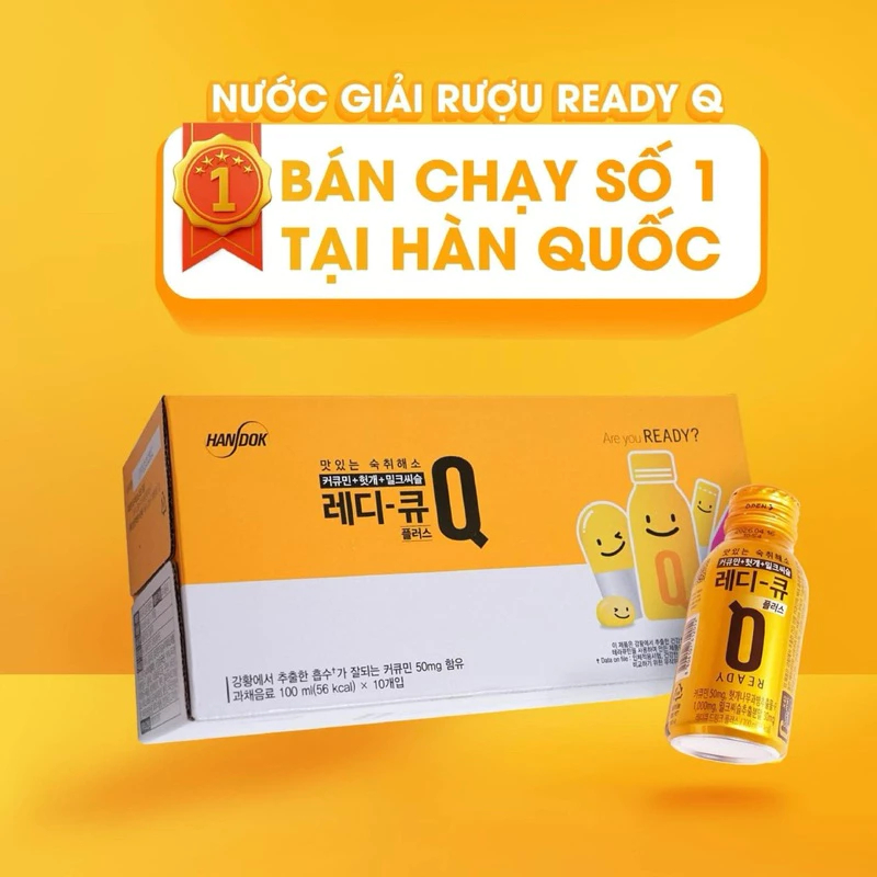  Nước uống giải rượu bia thải độc gan Hàn Quốc Ready Q hộp 10 chai x 100ml Korean Red Ginseng 