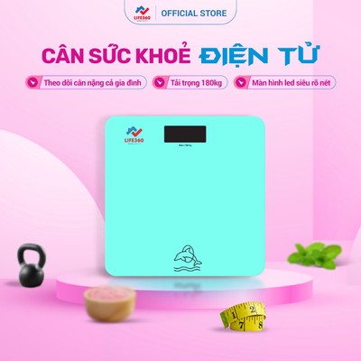 Cân Điện Tử Life360 AR-S18K - Cân Sức Khỏe Đo Cân Nặng Chính Xác, Mặt Kính Cường Lực Dày 4.5mm, Bảo Hành Chính Hãng