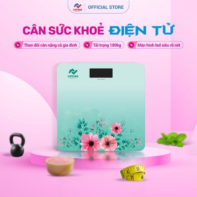 Cân Điện Tử Life360 AR-S19C - Cân Sức Khỏe Mini Làm Quà Tặng, Đo Cân Nặng Chính Xác, Kính Cường Lực, Chính Hãng